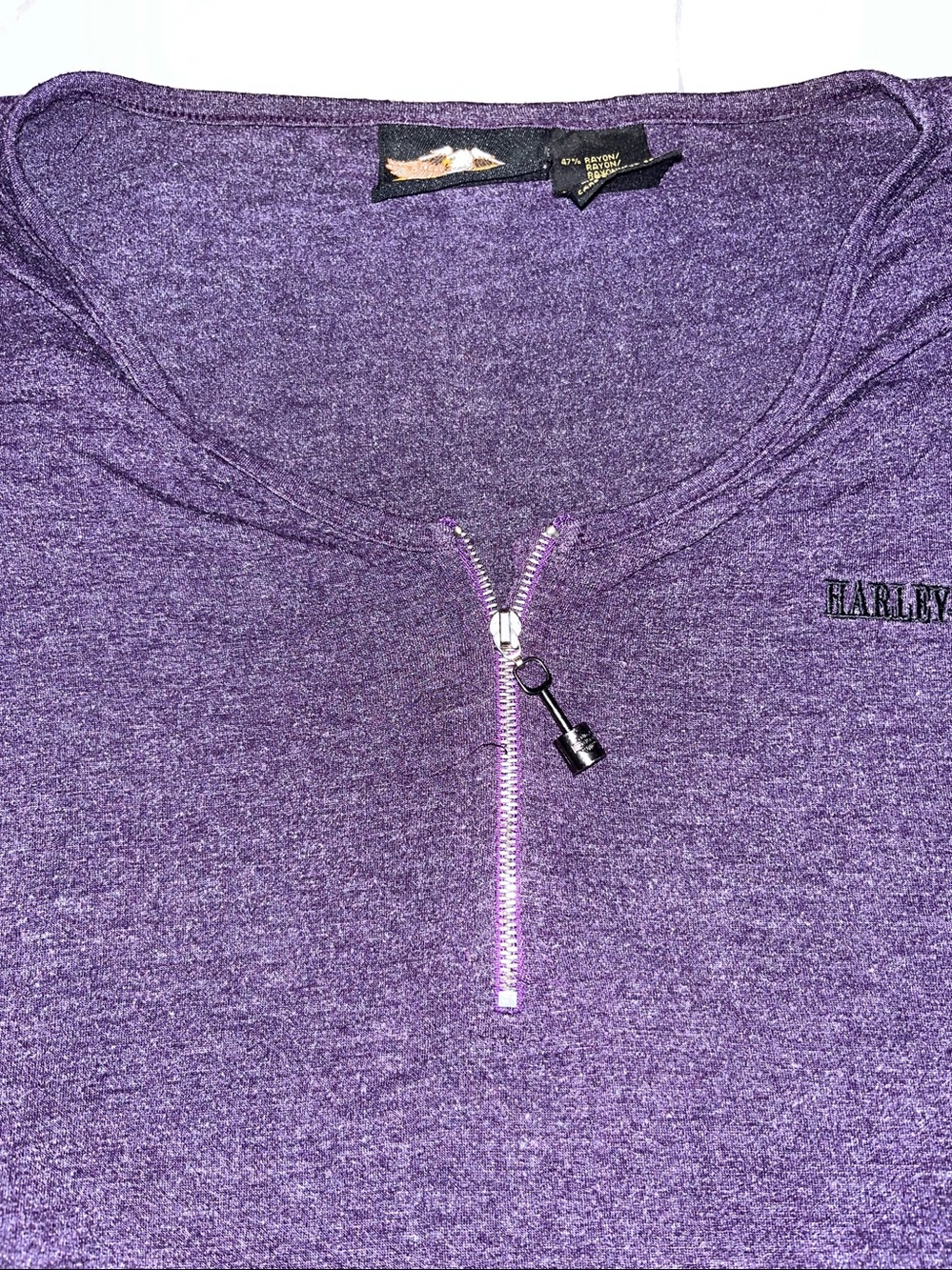 Large purple Harley Davidson,  zip up shirt women’s